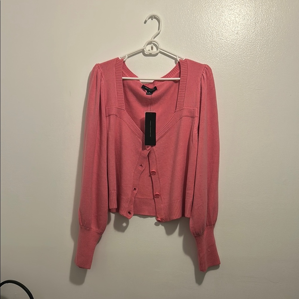 NWT French Connection Pink Button-Up Sweater – Size XL